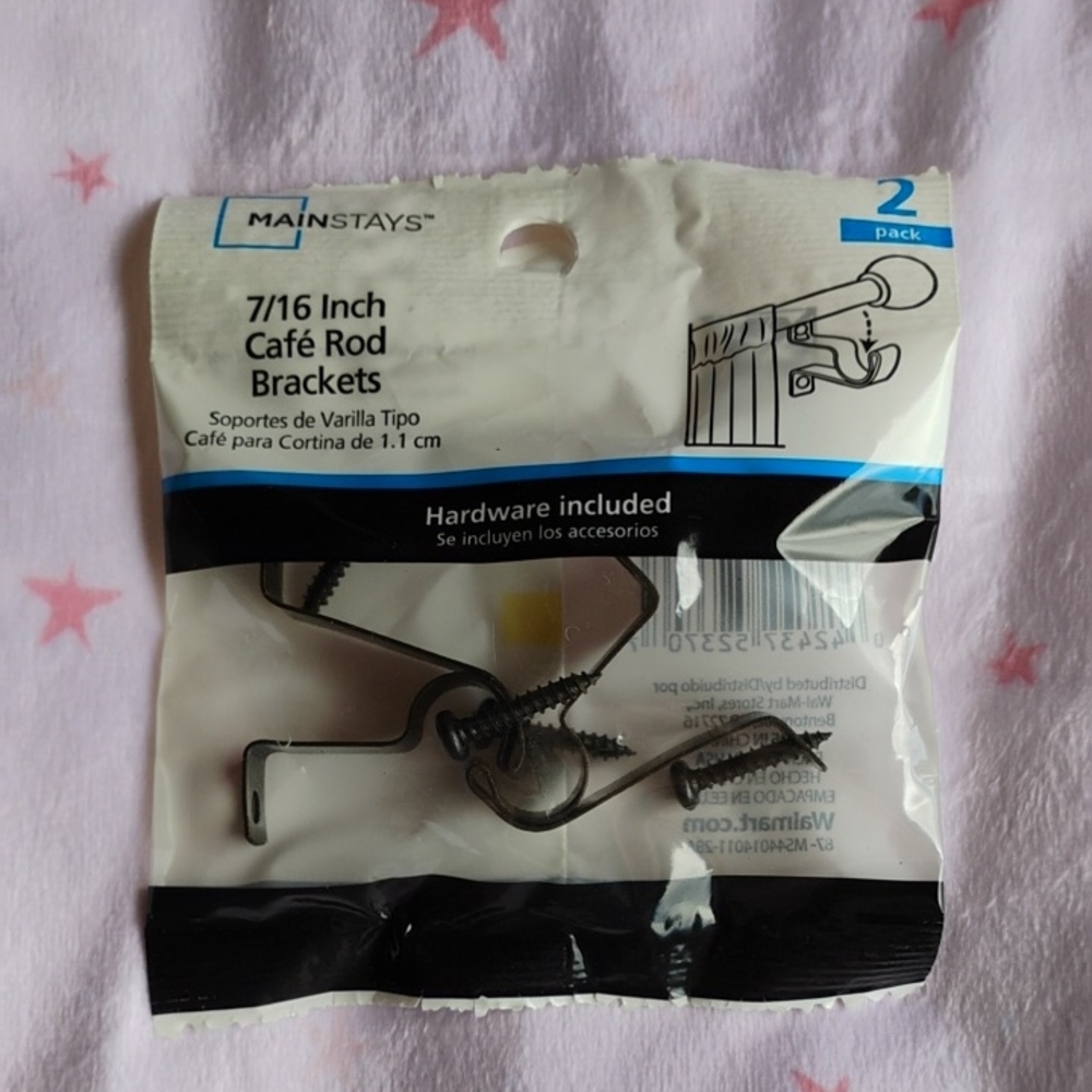 🆕 Mainstays Curtain Rod Brackets 2-Pack